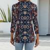 Women's Fashion Casual Lapel Short 3/4 Sleeve Print Shirt Women's Button Up Tops