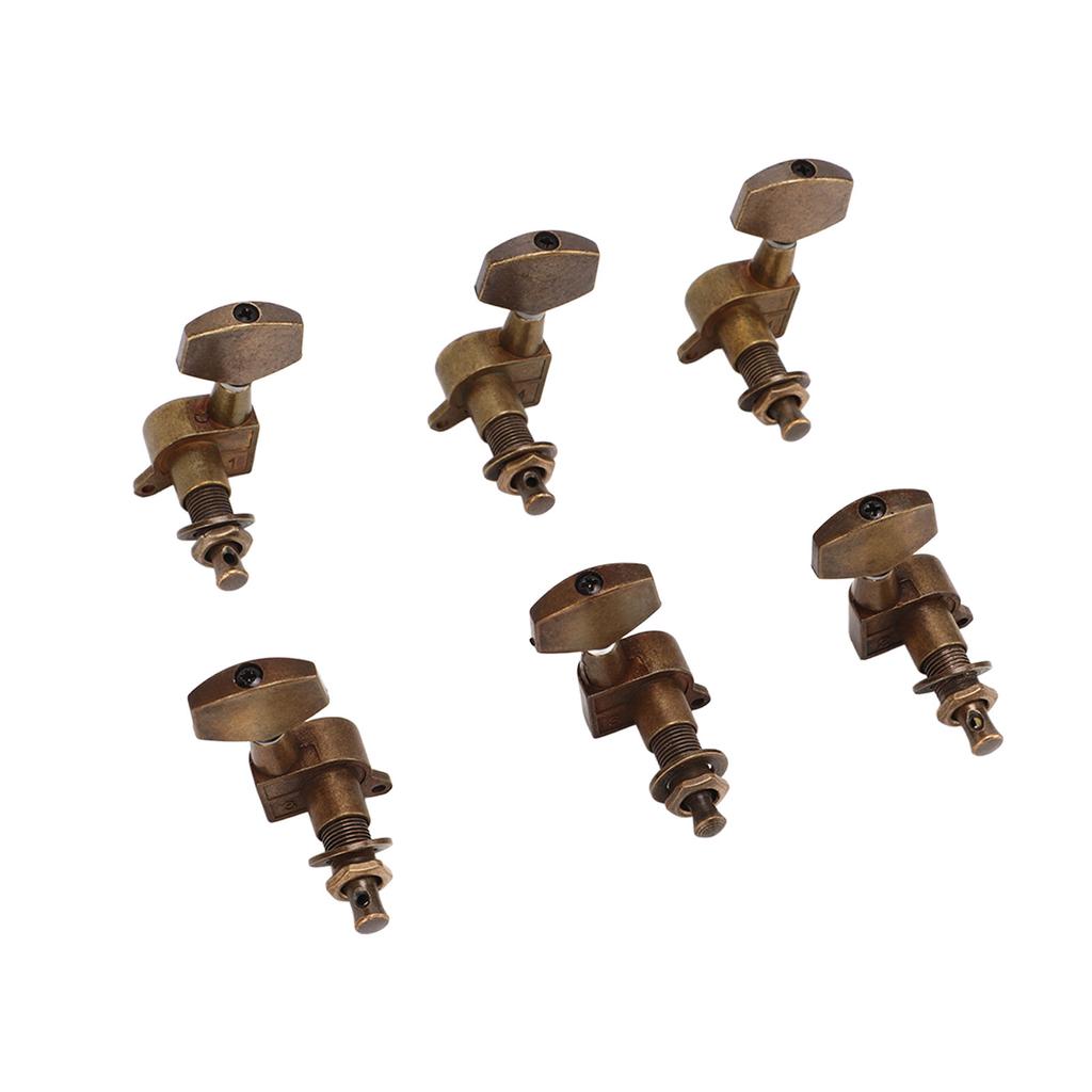 6 Pcs Guitar Tuning Pegs 3L3R Metal Bronze Heavy Internal Gear Electric Guitar Machine Heads Tuning Key
