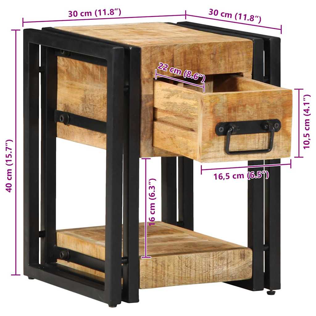 Nightstand Brown 30 x 30 x 40 cm Solid Mango Wood