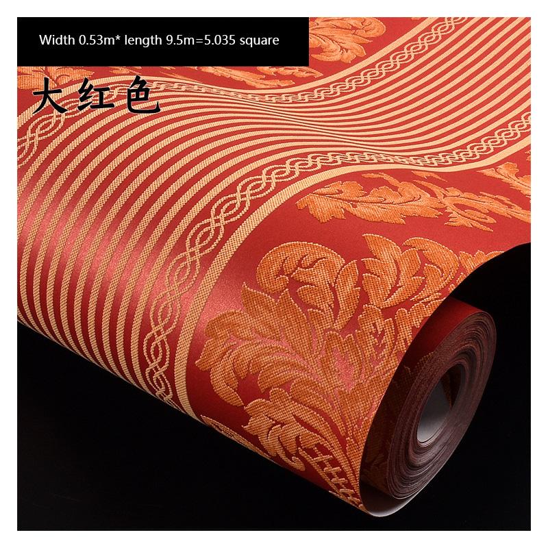 9.5M European-Style Non-Woven Wallpaper Bedroom Living Room Home Decoration 3D Luxury TV Background Wall Simple Wall Stickers
