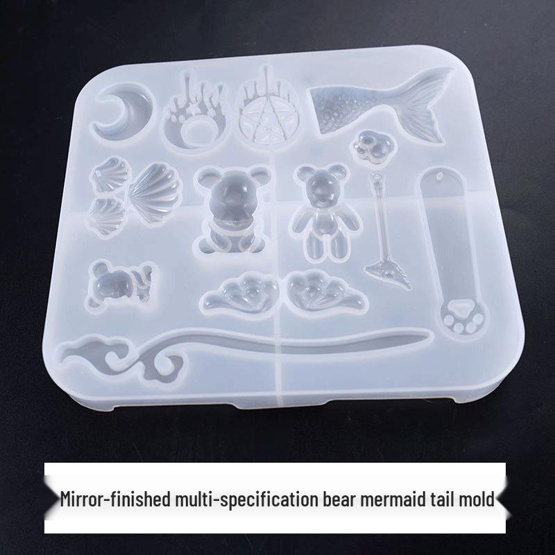 Силиконовая форма  Мак : Маленький Медведь, Хвост Рыбы, Заколка для Волос, Ракушка, Луна, Лапка Кошки, Закладка, Крылья Силиконовая Форма