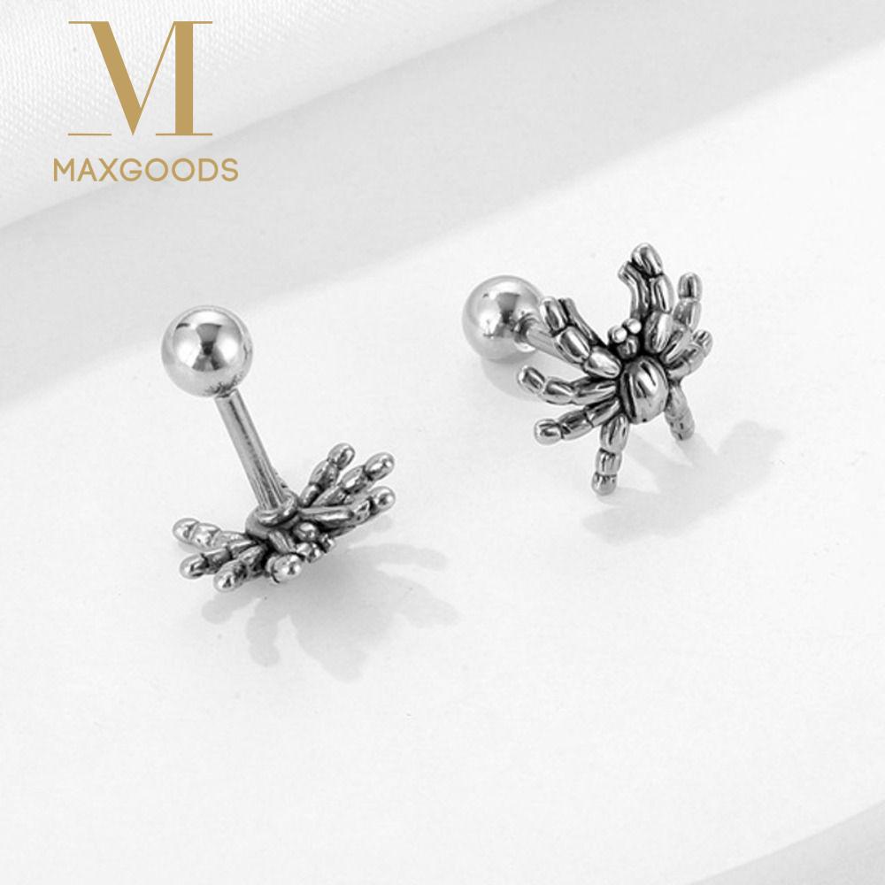 Stainless Steel Punk Rock Earrings Spider Shape Stud Design Gothic Earrings Punk Rock Design Gothic Style Spider Stud Earrings