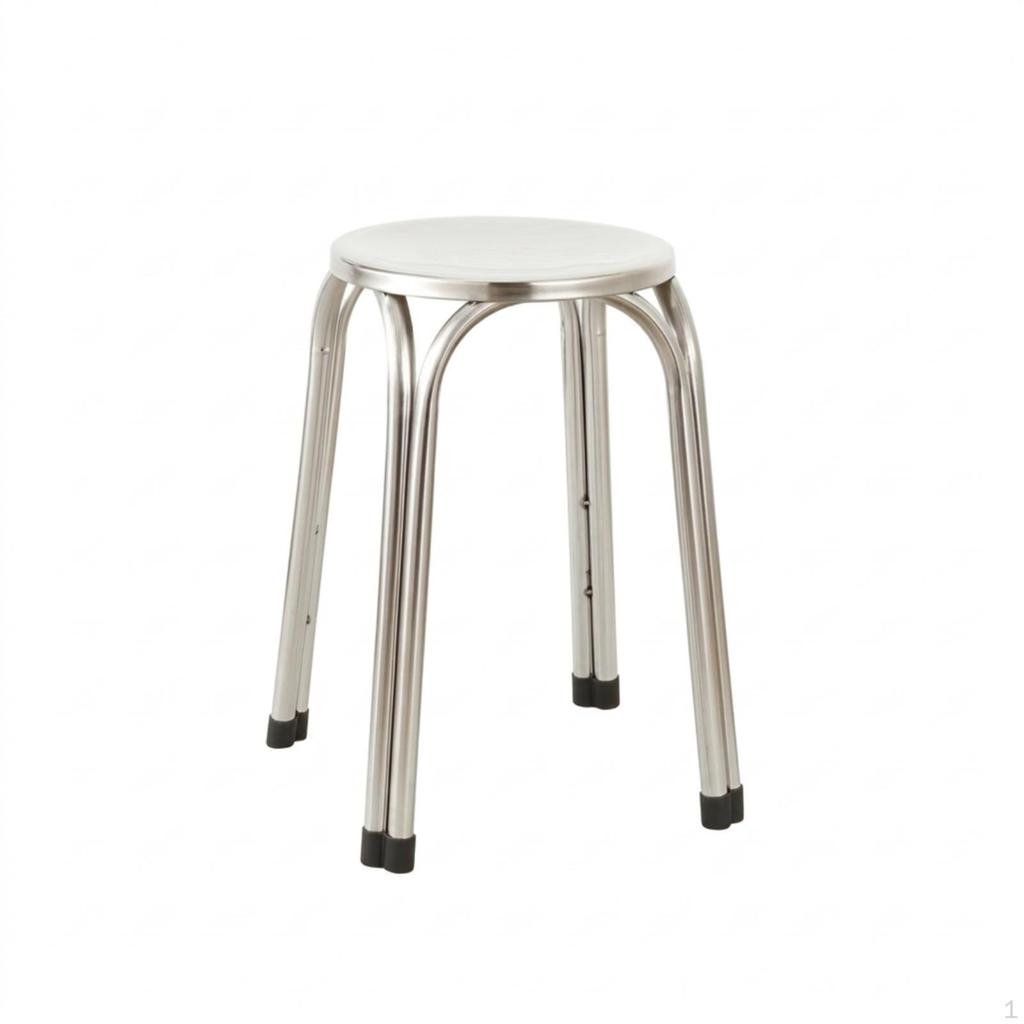 Stainless Metal Stool Compact Stackable Minimalist Furniture for Kitchen, Dining Room, Market