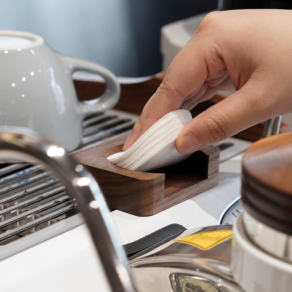 watchget Espresso Paper Filter Coffee Filter Storage Coffee Filter Fits Round Disposable Pack Screen Paper Made of Wood Holder, Container, Dispenser,