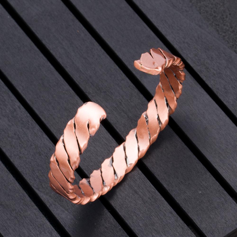 Vinterly Magnetic Pure Copper Bracelets Vintage Twisted Open Cuff Adjustable Bangle Health Energy High Magnet Jewelry for Women