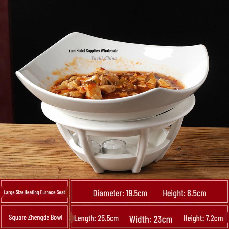 Ceramic Pure White Irregular Wok Pan Fish Plate - Cold & Hot Dish Oven Safe.