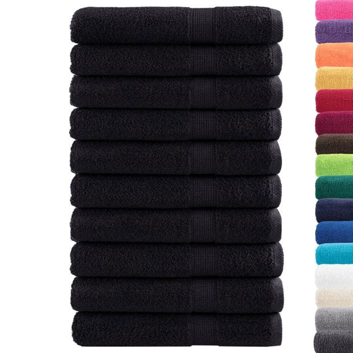 VidaXL Serviettes de Qualité Supérieure 10 pcs, Serviettes de Douche, Draps de Bain, Serviettes d'Invité de Toilette, Noir 137439