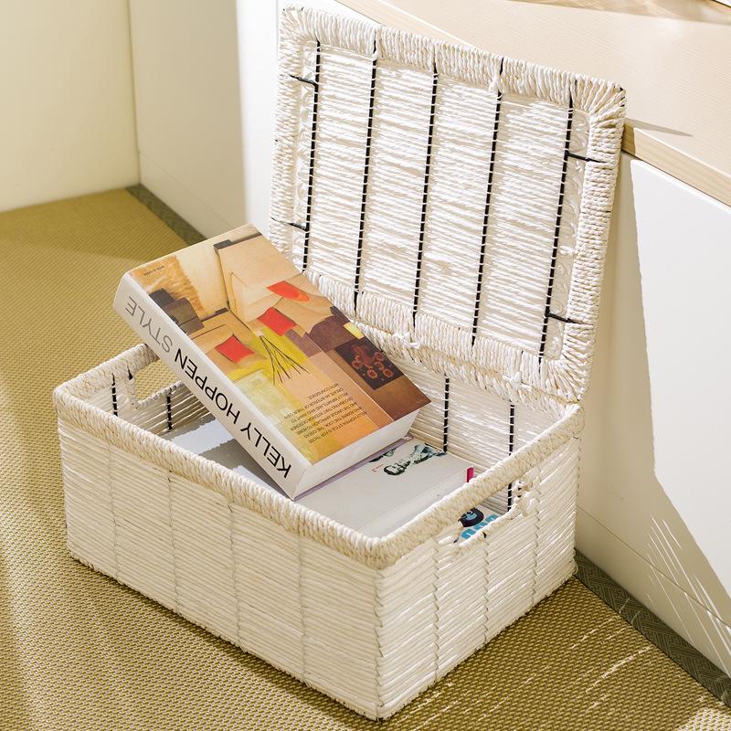 Cesti Portaoggetti in Corda di Carta Intrecciata Imitazione Rattan
