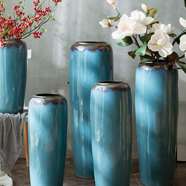 Große Jingdezhen Keramikvase für dekorative Blumenarrangements – Chinesischer Stil Bodenornament für Wohnzimmer oder Künstlerheimdekoration.
