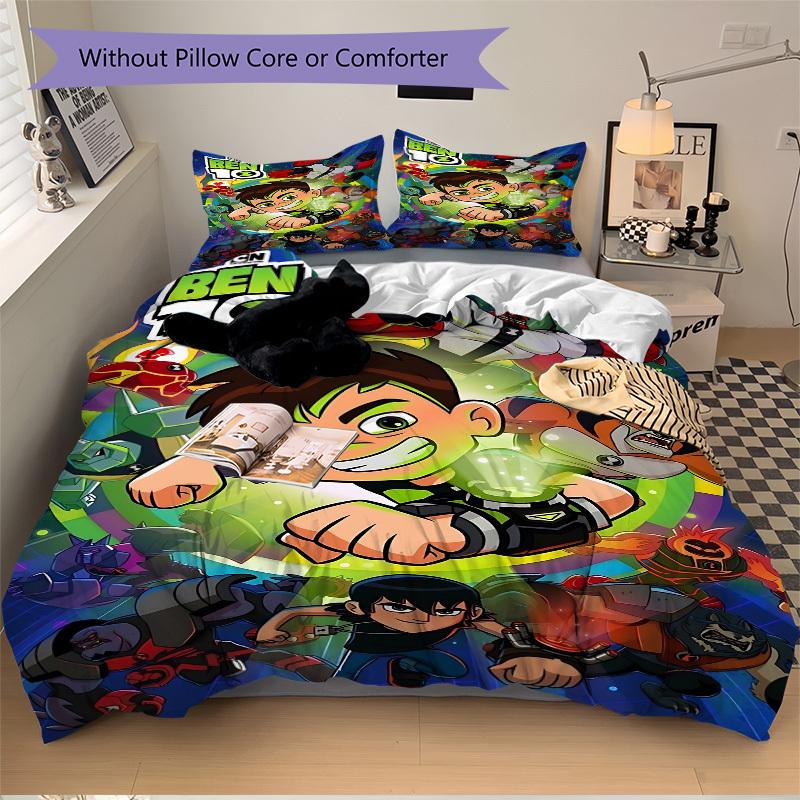 3pcs Ben 10 Duvet Cover Set (1 Duvet Cover + 2 Pillowcases, No Core) - Comfortable, And Breathable Bedroom Decoration Yy251104047