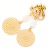 Earrings for Matte Flower Openwork White Mother of Hypoallergenic [Accessories Salt] Women, Gold, Motif, Motif, Pearl, Dangling,