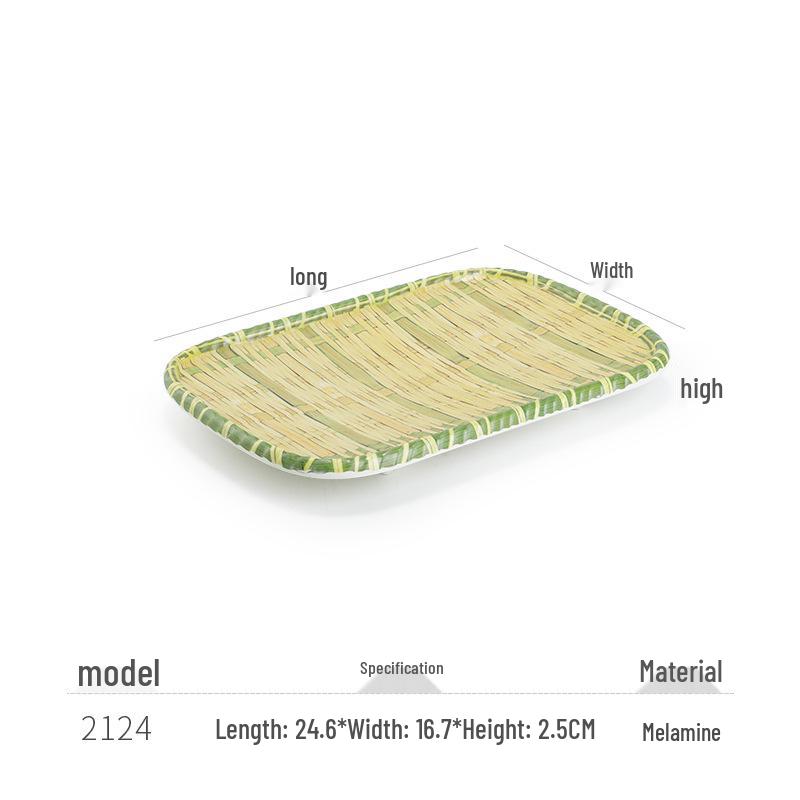 Kreative Melamin-Platte im Bambus-Web-Stil für Hot Pot, Grill und Dessert-Servieren