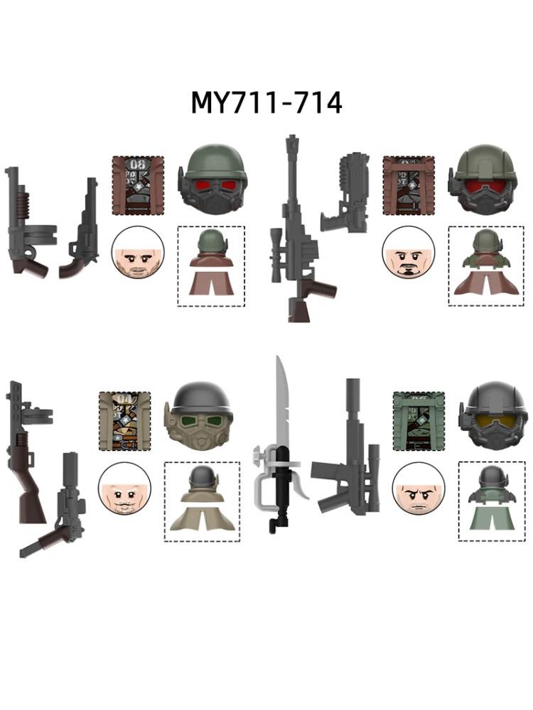Die MY711-MY714 Schwarz Elite Wüstenaufstand Ranger Modellbausteine MOC Steine Set Geschenke Spielzeug