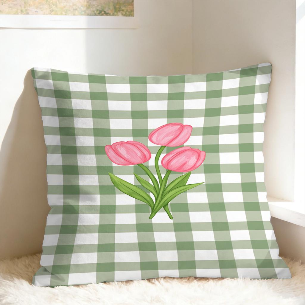 Tulip Spring Pillow Cover Cute Funny Pillow Case For Living Room Sofa Print Cushion Cover Gift Idea