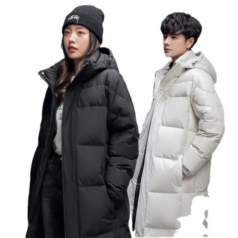 New Women's Down Jacket, Couple Outdoor Cold-proof Clothing, Men's and Women's Long Knee-length Thickened Loose School Uniform