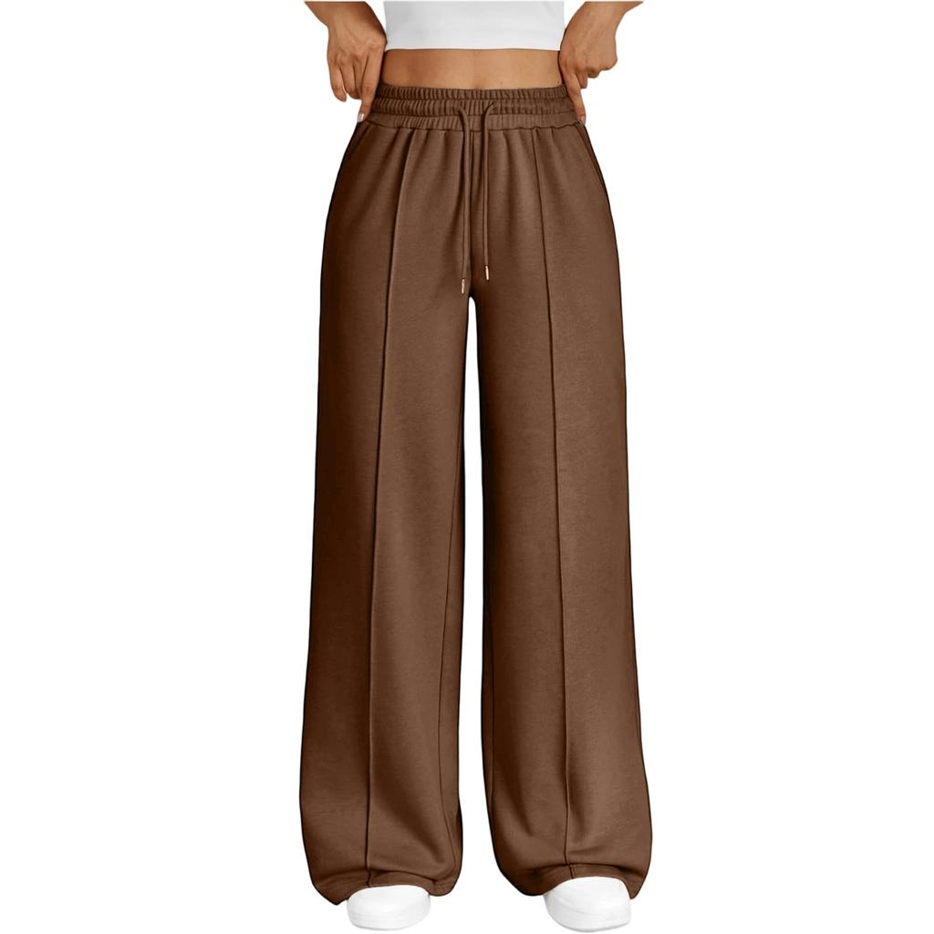 Fashion Women's High Waist Wide Leg Loose Casual Pants Trousers Women's Sports Pants Drawstring Women