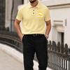 Men's Summer Polo Shirt Short Sleeve Ice Silk Material Casual Printed Top with Turn Down Collar for Daily Wear