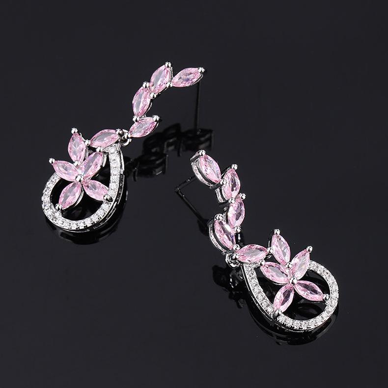 Zirconia Earrings French Micro Inlaid Long Banquet Flower Tassel S925 Silver Needle