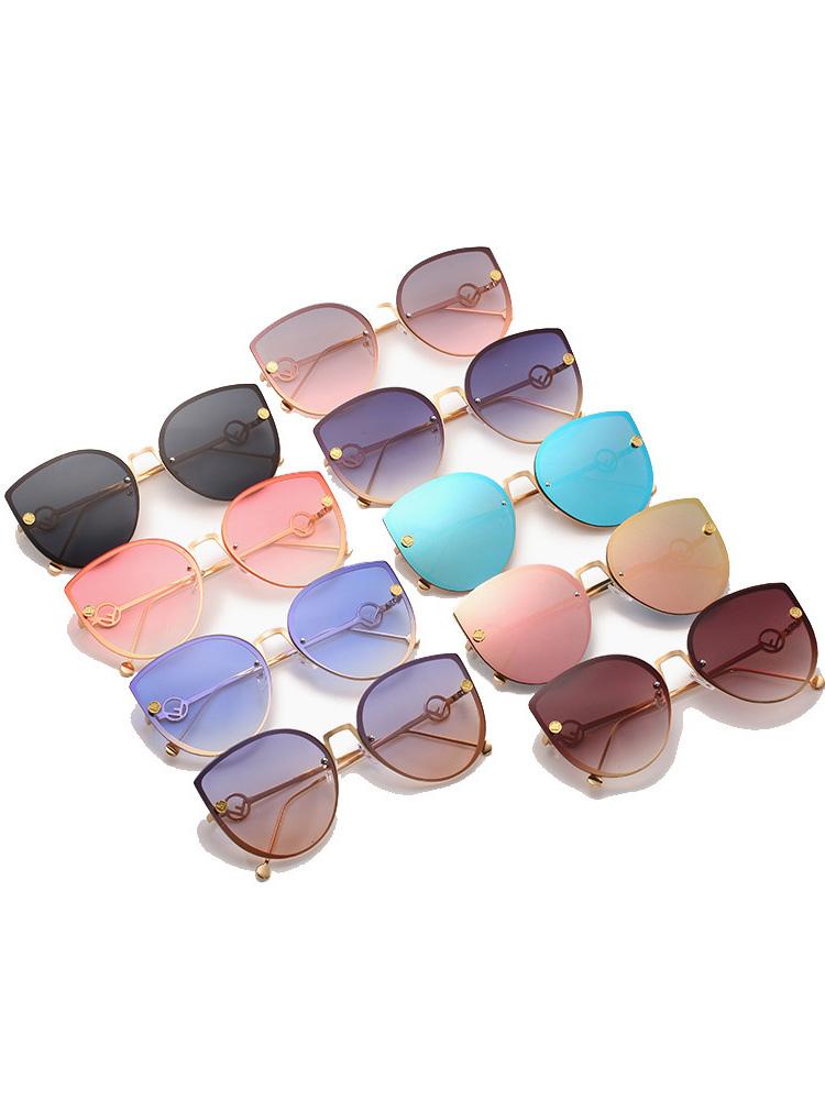 Colors Metal Sunglasses Women Luxury Cat Eye Brand Design Mirror Rose Gold Vintage Cateye Fashion Sun Glasses Lady Eyewear