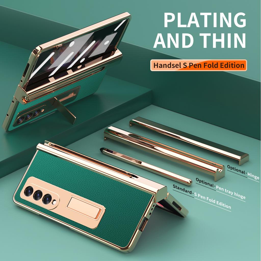 Metallgehäuse mit Beschichtungsscharnier für Samsung Galaxy Z Fold 6 5 4 3 2 mit S Pen, magnetischer Ständer, Aluminium 360, vollständige Schutzabdeckung