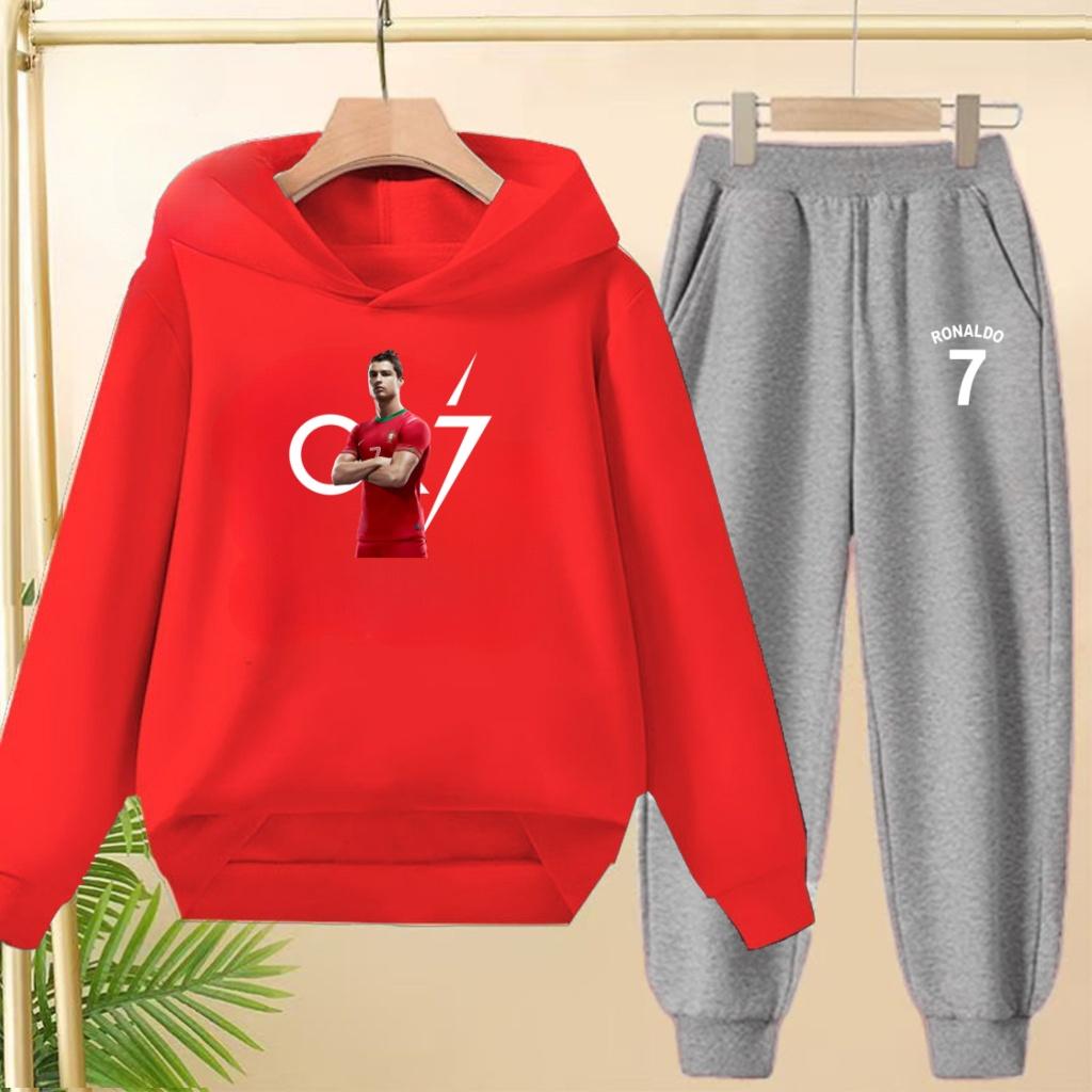 A Loose and Casual Sportswear Set of Hooded Sweatshirts and Trousers for Children, Suitable for Boys and Girls Aged 3 To 13