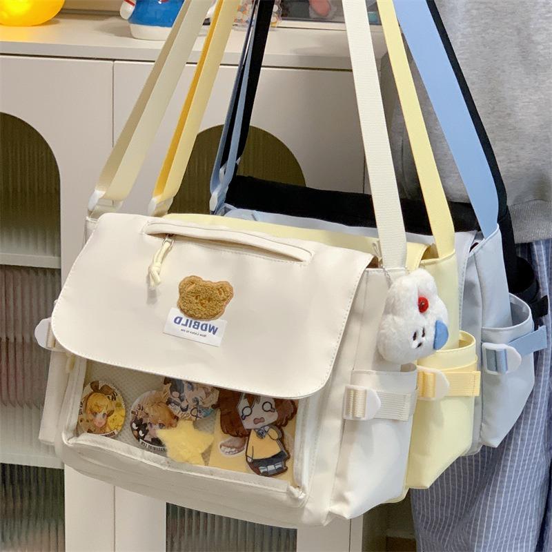 Japanese two-dimensional cute bear messenger bag female college style large-capacity messenger bag transparent millet bar pain bag