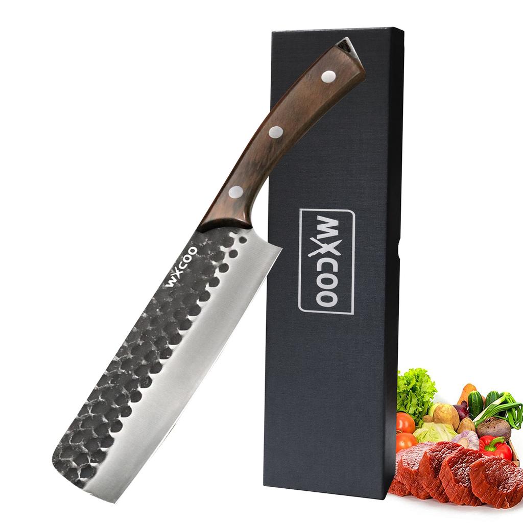 Professional Kitchen Knife Set Japanese Santoku knife Meat Cleaver Fruit Slicing Cooking Chef Knife Wooden Handle Utility Knife