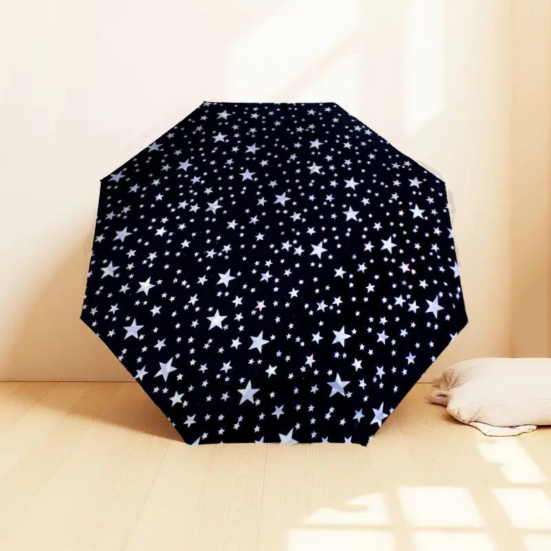 1 szt. Parasol z wzorem gwiazd i kółek, Parasol z automatycznym otwieraniem i zamykaniem, Wysokiej jakości parasol, Idealny prezent dla niej 215