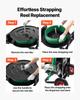 Banding Strapping Cart, Fit for PET/PP/Polyester Strapping Coils with 20.3/40.6 Cm Core Size, Heavy Duty Strapping Dispenser Equipped with Upgrade