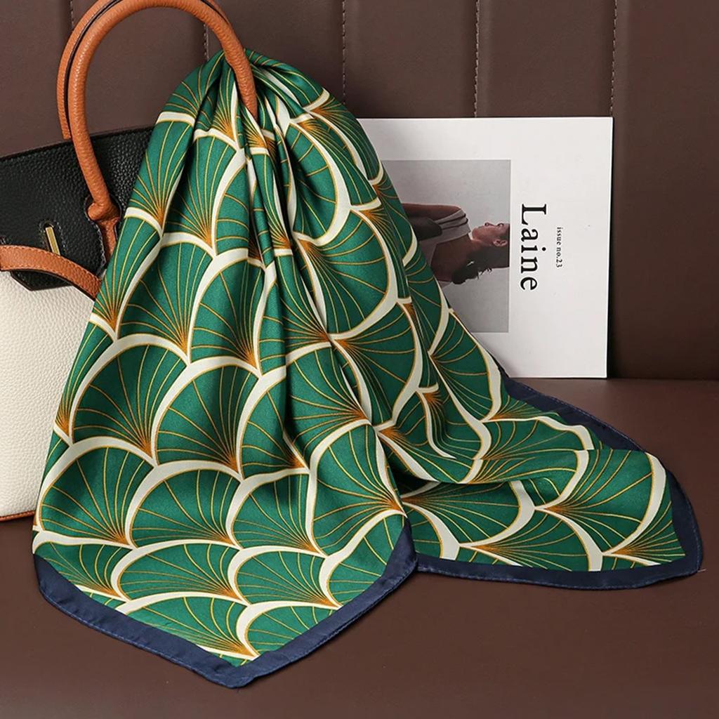 Spring and summer mottled color block silk scarf women's square scarf thin with shirt neck protector decorative versatile foreign style scarf