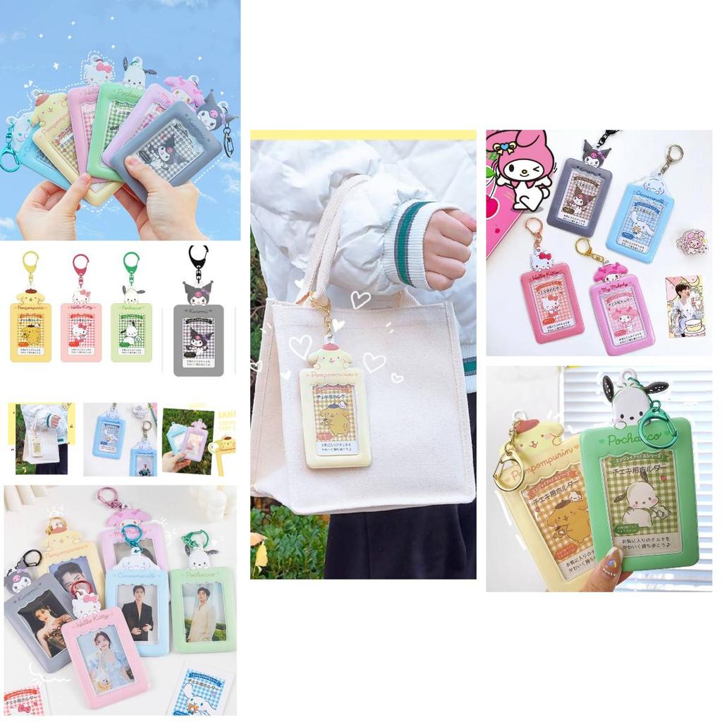 Cute Pvc Cartoon Keychain Holder With Photo Slot And Coin Pocket