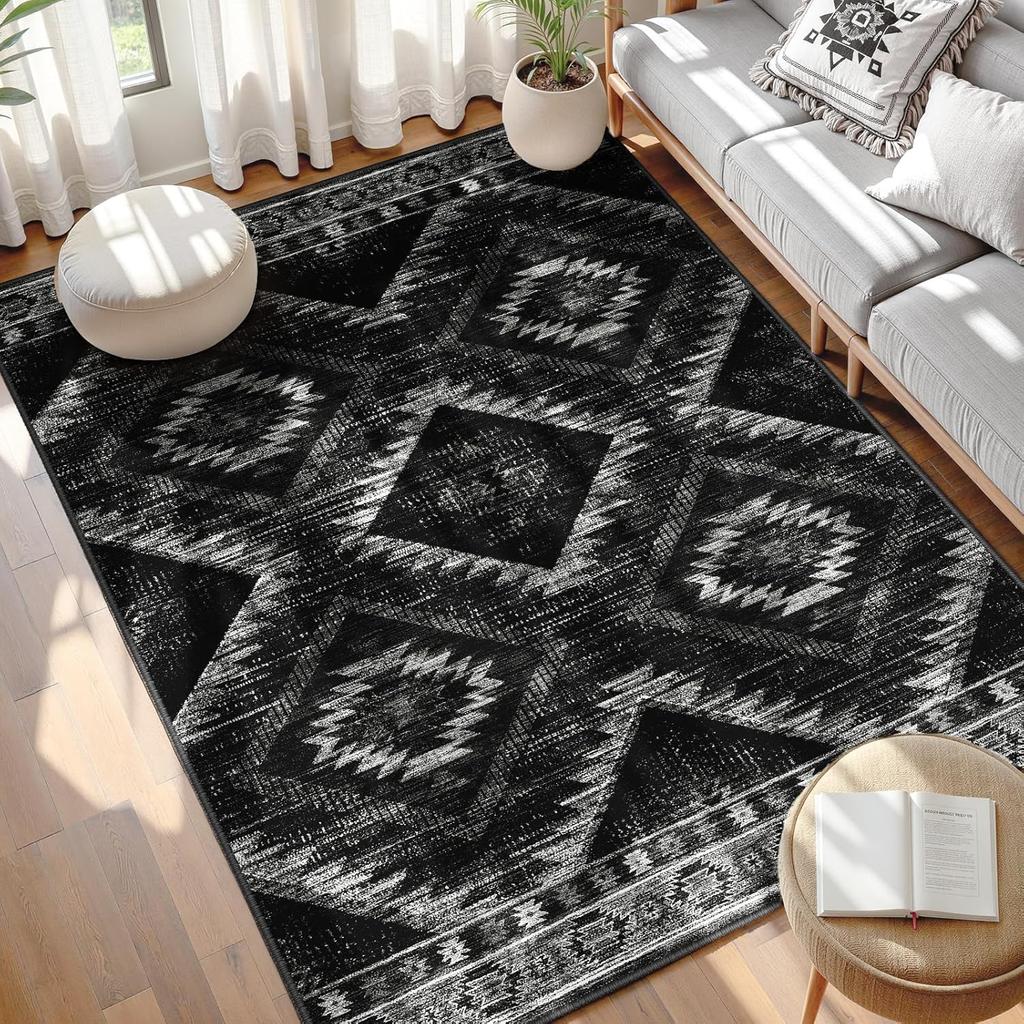 VIKANA Vintage Bohemian Carpet Living Room Sofa Wear-Resistant Floor Mat Bedroom Soiled Floor Mat Home Decoration
