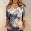 Dámské topy Tříčtvrteční rukáv Košile Výstřih do V Volná Ležérní košile Potisk Tričko