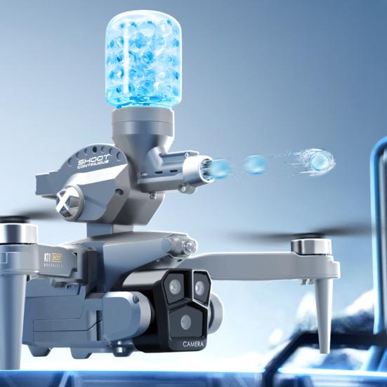 2.4GHz Remote Control Drone with 8K Three Cameras Brushless Motor Aerial Photography Water Bombs Launching Drone Kids Adult RC Quadcopter Toy