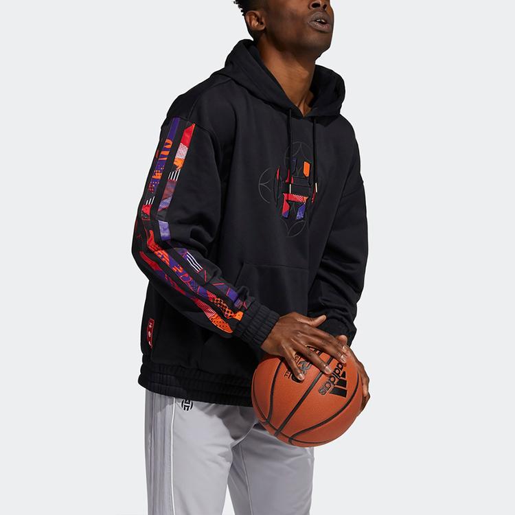 adidas James Harden Logo Kapuzenpullover Basketball Sweatshirt Herren Oberteile Schwarz H37612