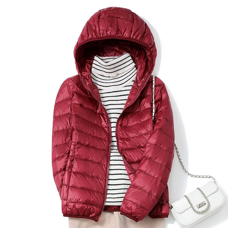 Giacca Piumino Ultraleggera da Donna Moda Coreana con Cappuccio Corta Femminile Antivento Traspirante Cappotto in Piuma