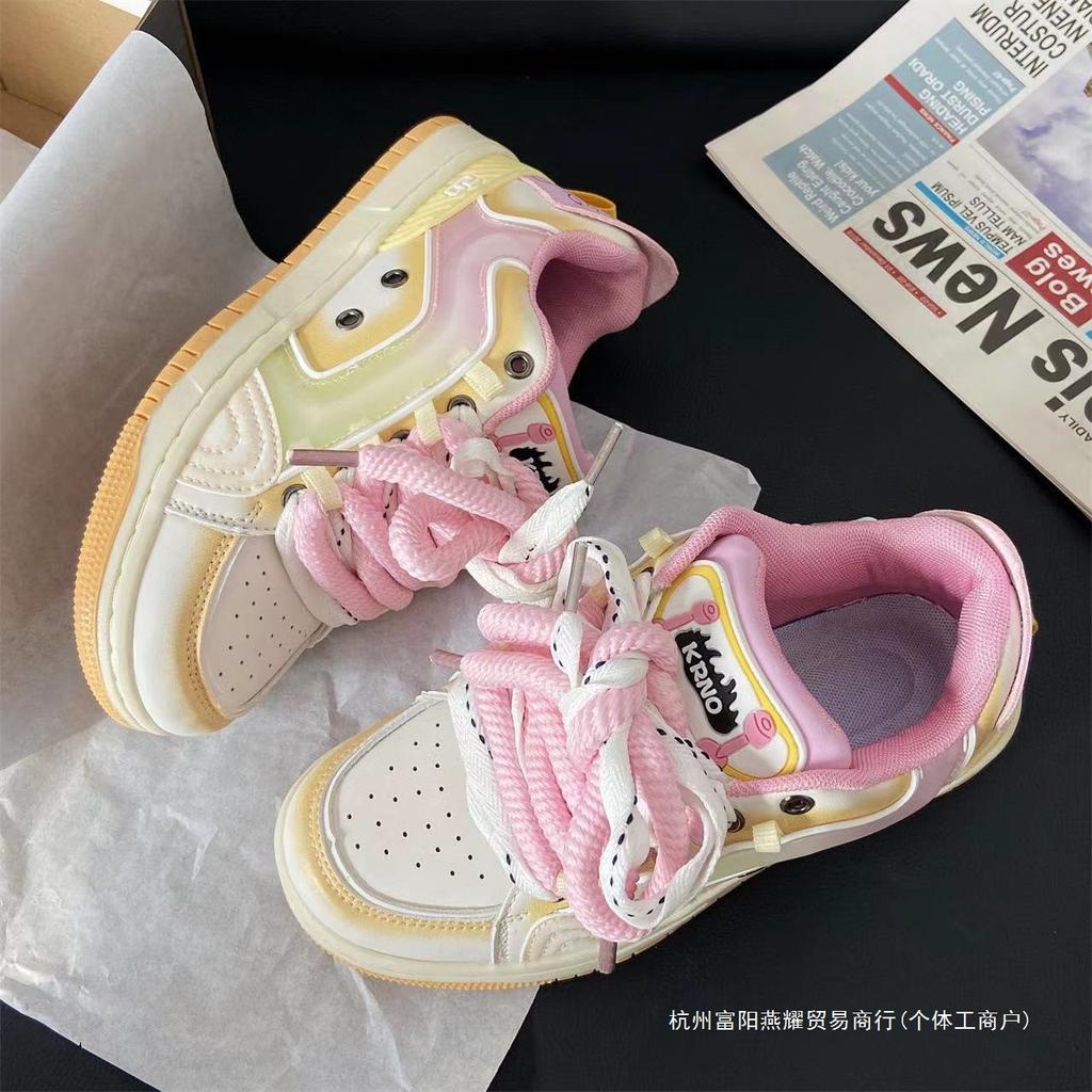 2025 autumn original jelly mandarin duck shoes dopamine casual sports shoes men and women campus trend couple skateboard shoes