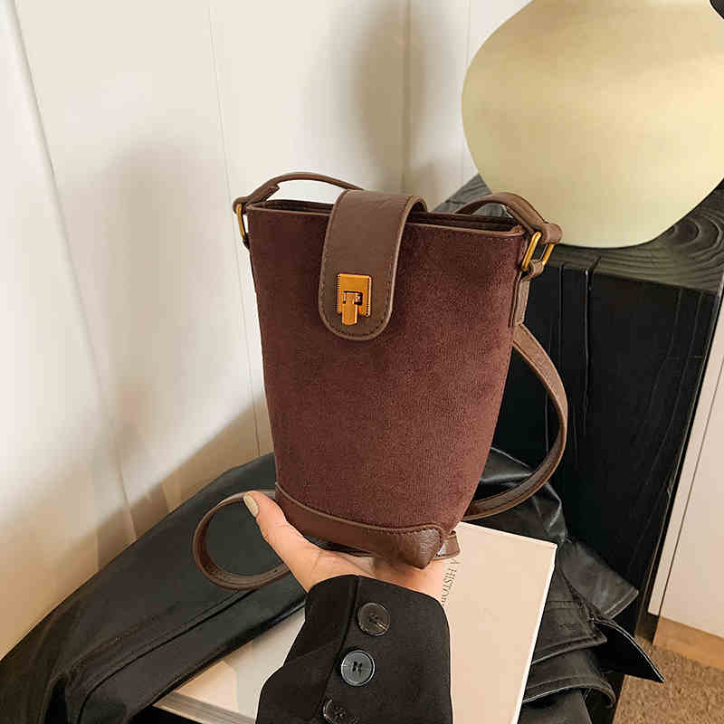 

Мини-сумки-ведра из искусственной замши, модная женская сумка через плечо для женщин, повседневный кошелек для монет в виде помады