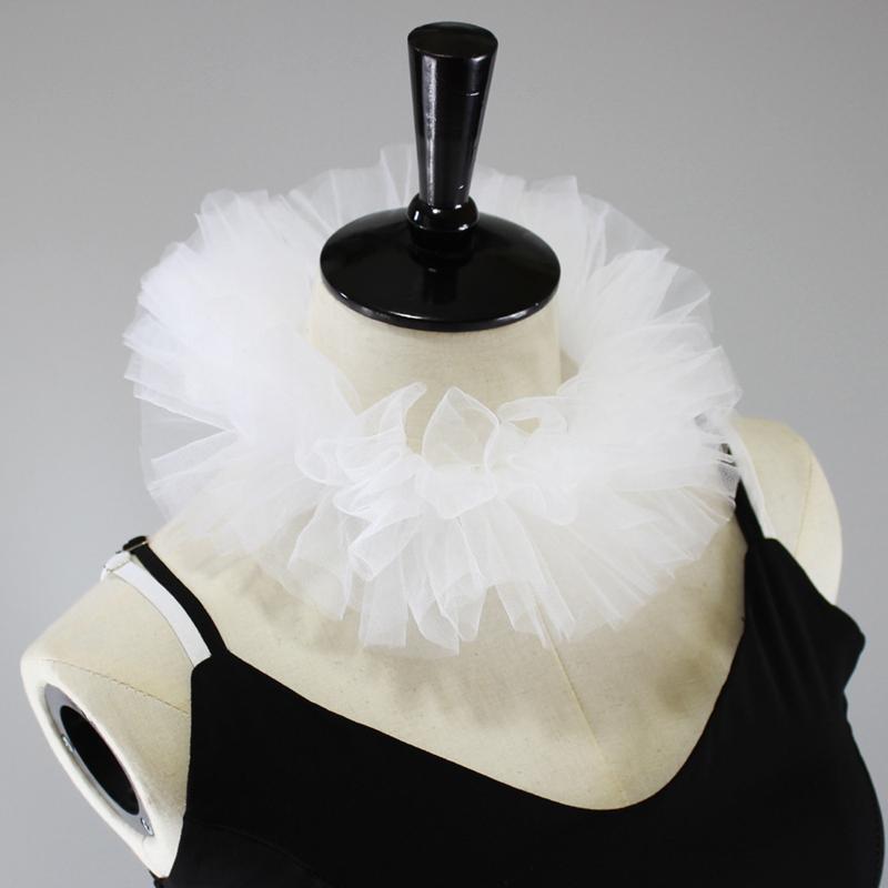 Layered Mesh Puffy Collar Tulle Scarf Palace Neck Ruff Collar Decorative Fake Collar Necklace Clown Cosplay Costume Props