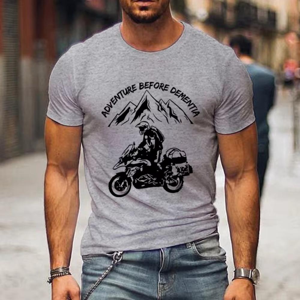 Adventure Before Dementia Shirts for Men Funny Mountain Adventure Motorcycle T-shirts Harajuku Fashion Tshirt Loose Men T Shirt