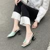 Sexy Women's Slippers and Ladies Sandals Clear Heeled Shoes Square Head New Style 2026 Luxury Slip-resistant Fashion Eva Slides
