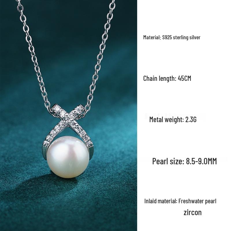 925 Sterling Silver Freshwater Pearl Necklace with Versatile Pendant - Trendy Ins Style for Women 925 Sterling Silver
