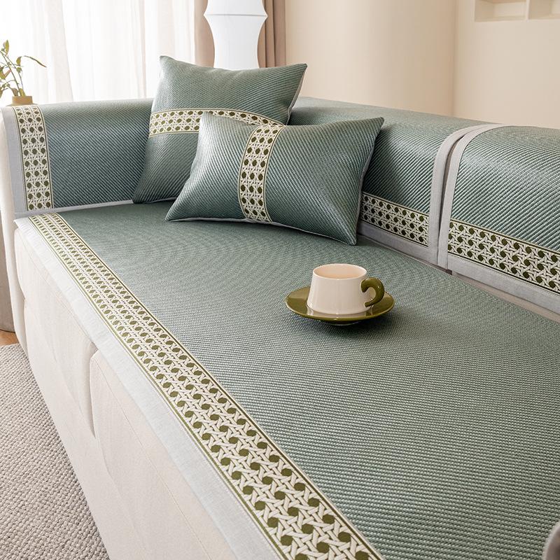 Poduszka na sofę Letnia Mata z Rattanu z Piołunu Argentyńskiego Chłodna Podkładka Cztery Pory Roku Uniwersalna Antypoślizgowa Lekki Luksus Chłodzący Rattan Letni Pokrowiec Ręcznik na Oparcie