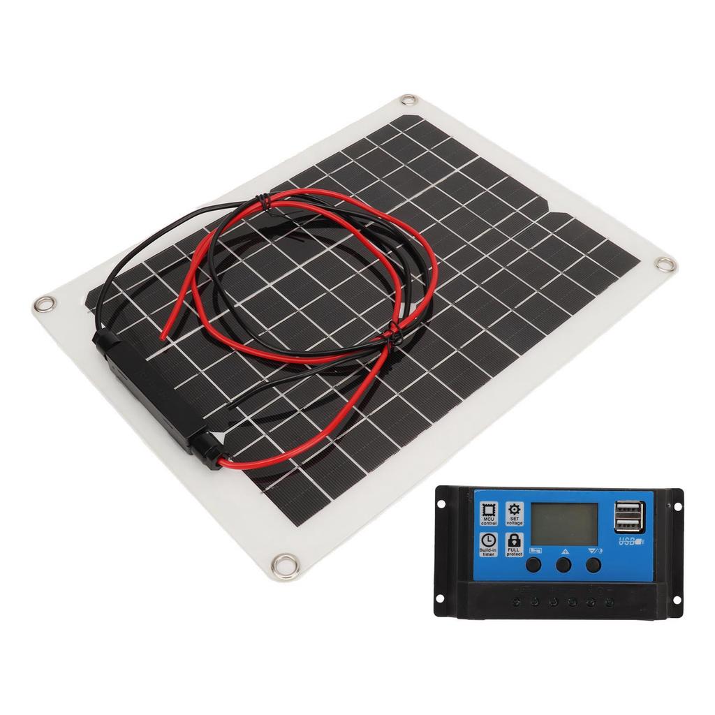 Kit de Painel Solar 15W DC 12V 24V 50A IP67 À Prova Painel Solar de Alta Eficiência e Controlador de Carregador Solar para RV