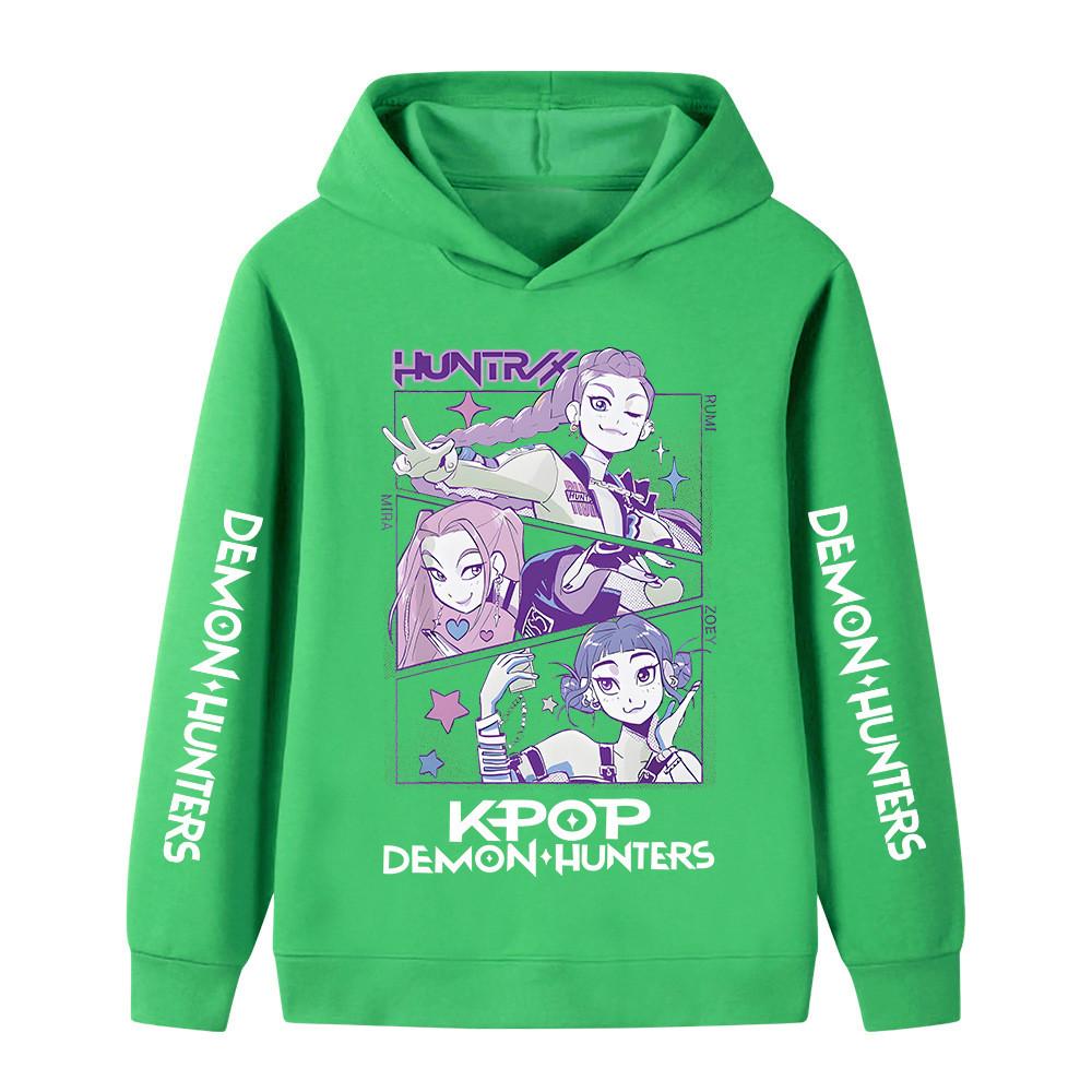 B1198XX Kids Boys Girls Kpop Rumi Zoey Mira Huntrix Print Long Sleeves Hoodie