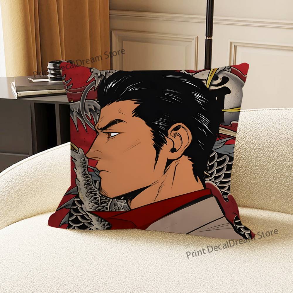 Japanese Game Y-Yakuza K-Kiryu Dragon Pillow Case For Sofa Decor Office Room Printing Cushion Cover Decorations and Protector