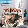 1PC Custom Name Tribute Tupac's Legacy Throws Blanket Flannel Blankets for Couch Bed Gifts for Men Women Travel Picnic Christmas fan Gifts