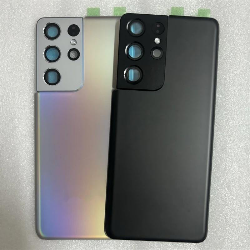 For Samsung Galaxy S21 Ultra G998 Back Battery Cover Rear Glass Housing With Camera Lens Replacement Parts