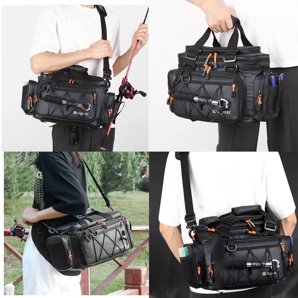 FEELSTAGE Waist Hip Large Capacity Case Fishing Shoulder Large Waterproof Bag for Fishing Tackle Bag, Bag, Bag, Bag, Gear, Bag, Capacity, (Black,