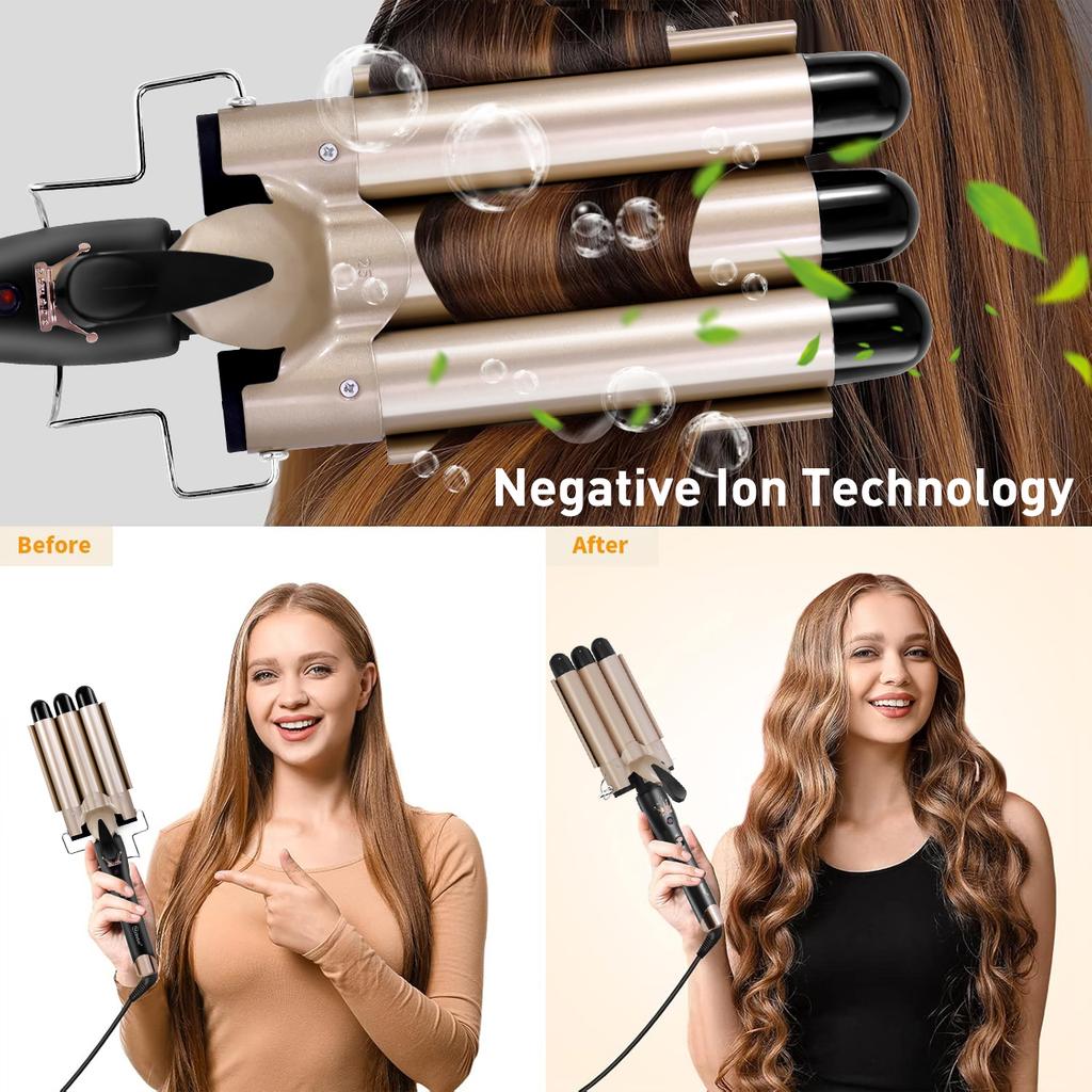 Hatteker 25MM Curling Iron Egg-Shaped Salon Professional Constant Temperature Hair Protection Negative Ion Big Wave